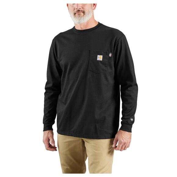 NWT Carhartt Flame-Resistant Force Cotton Long-Sleeve T-Shirt in Black sz L - Picture 1 of 7